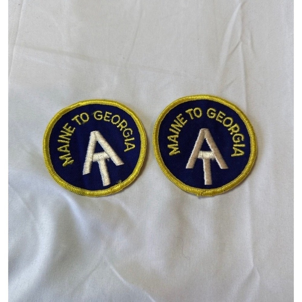 Appalachian Trail Maine to Georgia Embroidered Patches Lot of 2 Blue Yellow 3in